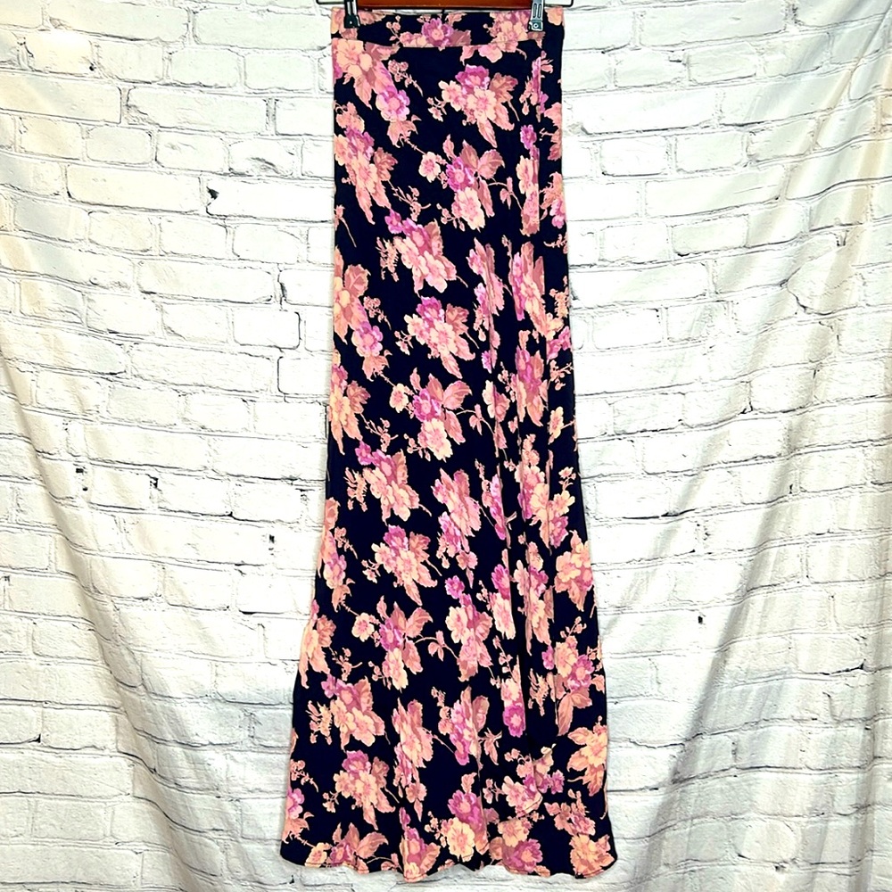 Flynn Skye Pink Floral Long Maxi Wrap Skirt Size Small Excellent Condition